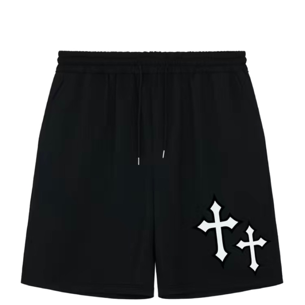 Men’s Stylish Loose Shorts, Cross Drawstring print.